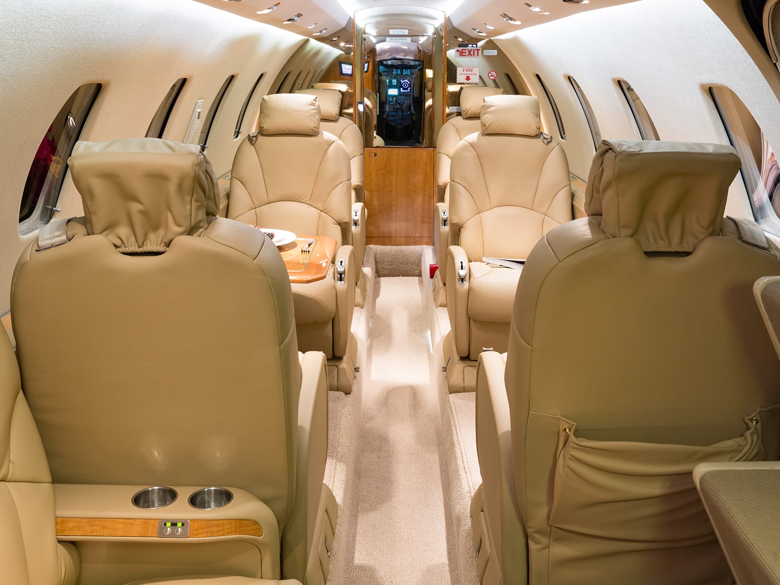 The inside of a Priority Jet airplane
